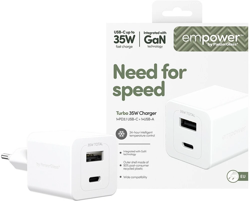 Panzer Glass Įkroviklis PanzerGlass empower Turbo jungiama į tinklą 1x USB-A 1x USB-C 35 W (EM94326)