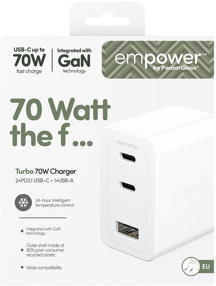 Panzer Glass Įkroviklis PanzerGlass empower Turbo jungiama į tinklą 1x USB-A 2x USB-C (EM31479)
