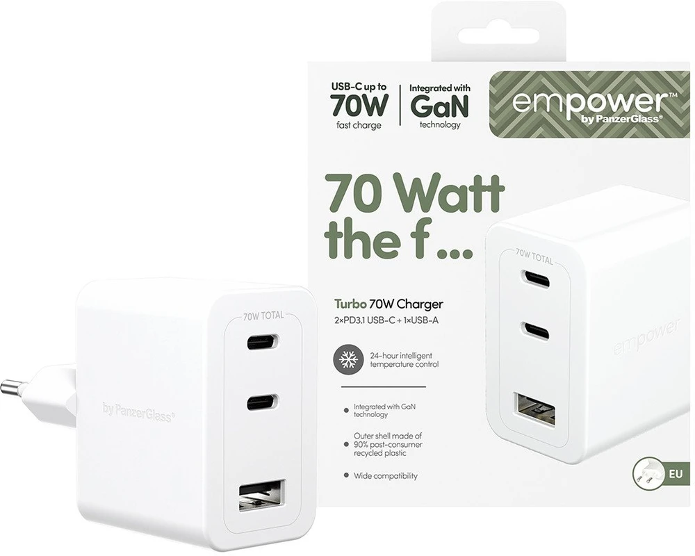 Panzer Glass Įkroviklis PanzerGlass empower Turbo jungiama į tinklą 1x USB-A 2x USB-C (EM31479)
