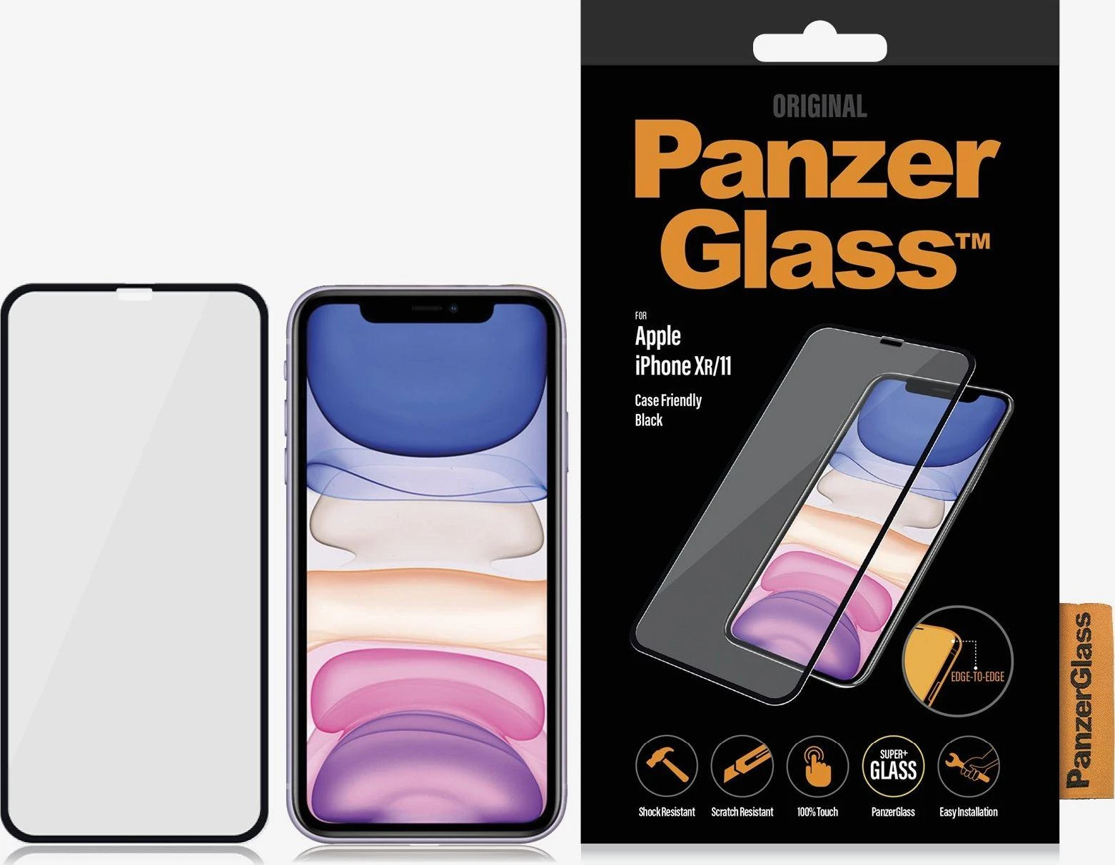 Panzer Glass Ekrano apsauga PREMIUM TEMPERED stiklas 3D ekrano apsauga pilnas dangtelis iPhone 11 Casefriendly (Juodas)