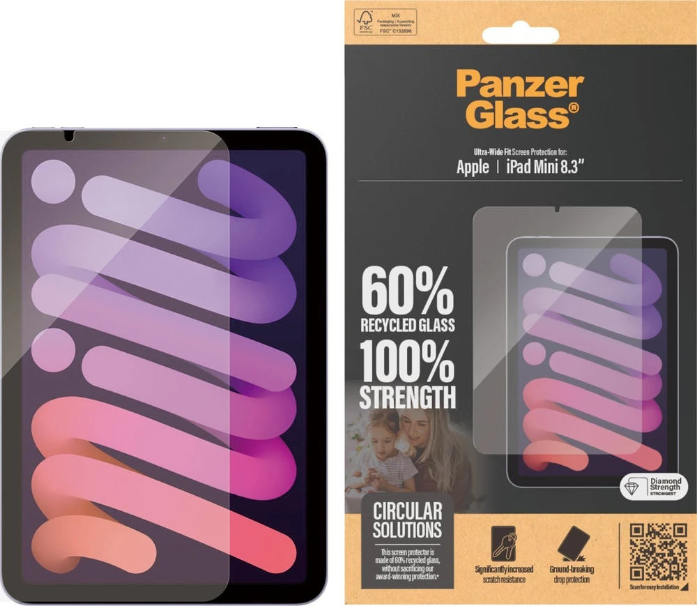 Panzer Glass Apsauginis stiklas planšetei Apple iPad Mini 8.3 (6GEN) PanzerGlass Ultra-Wide Fit Screen Protection 2842