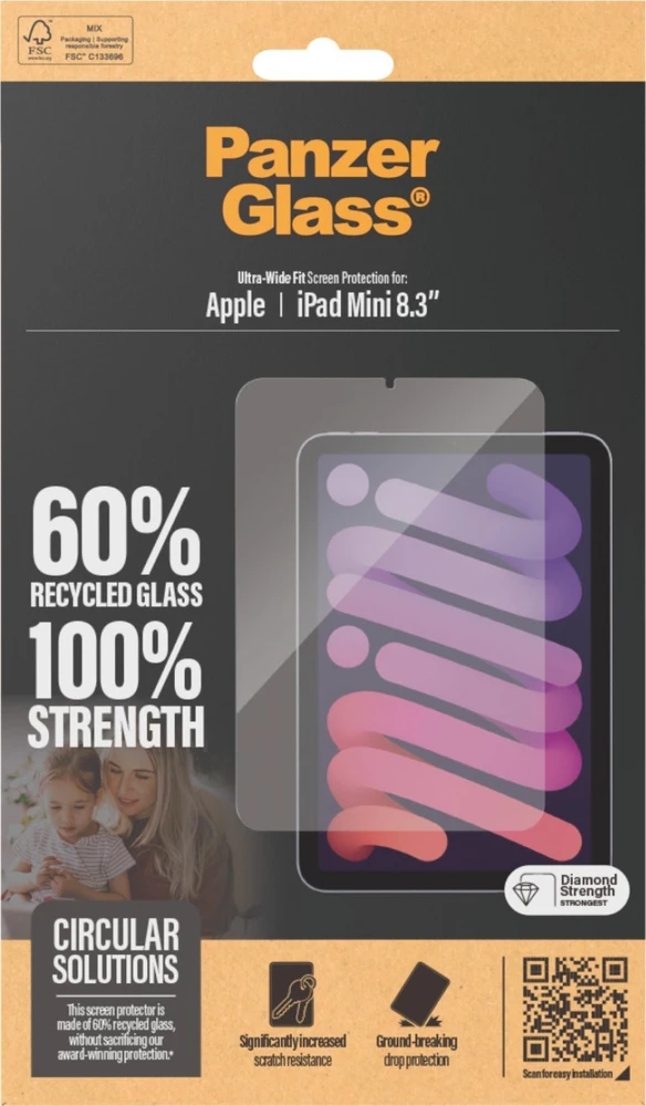 Panzer Glass Apsauginis stiklas planšetei Apple iPad Mini 8.3 (6GEN) PanzerGlass Ultra-Wide Fit Screen Protection 2842
