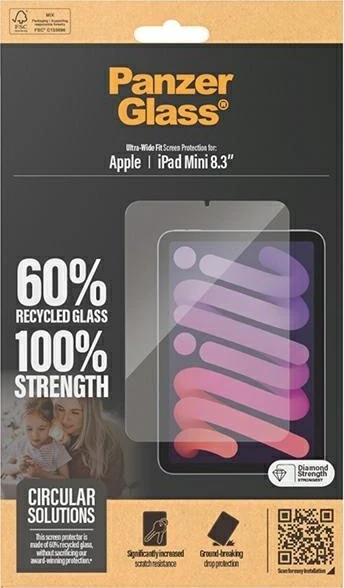 Panzer Glass Apsauginis stiklas planšetei Apple iPad Mini 8.3 (6GEN) PanzerGlass Ultra-Wide Fit Screen Protection 2842