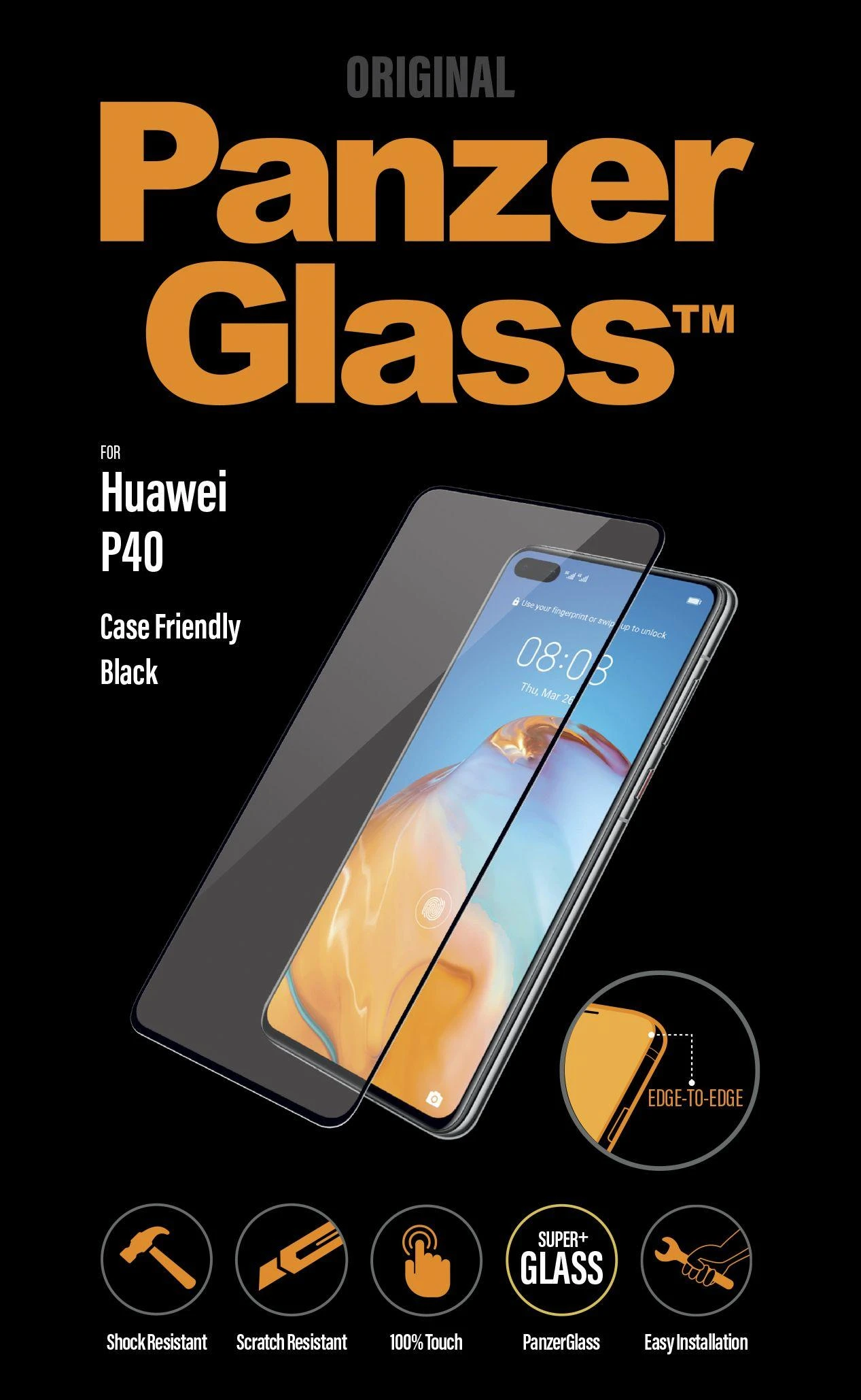 Panzer Glass PanzerGlass 5369 Ekrano apsauga, Huawei, P40, Grūdintas stiklas, Juodas