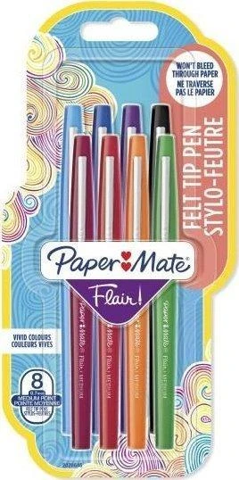 Paper Mate Flair 8 spalvų flomasteriai pakuotėje
