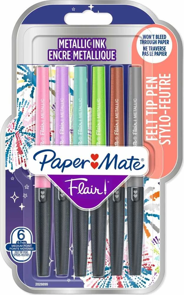 Flomasteriai Papermate Flair | galiukas medium (0,7 mm) | metallic | 6 vnt. - 2137361