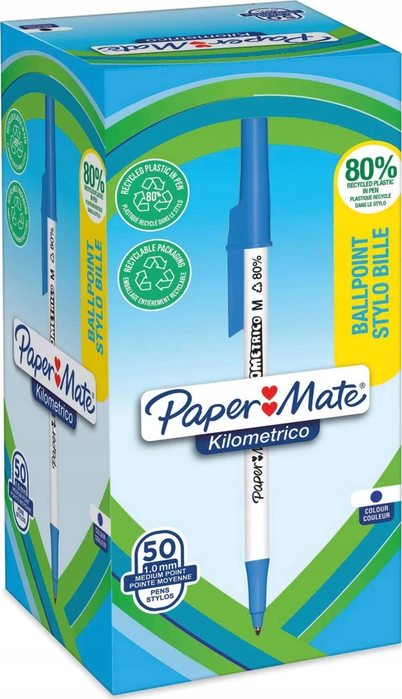 Paper Mate Kilometrico mėlyni tušinukai, 50 vnt. pakuotė
