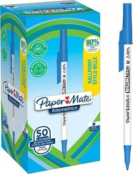 Paper Mate Kilometrico mėlyni tušinukai, 50 vnt. dėžutė