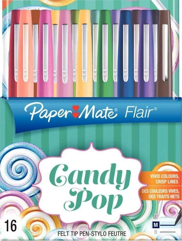 Tušinukų rinkinys piešimui PaperMate Flair Candy Pop Dėklas 16 Vnt. - 2061395