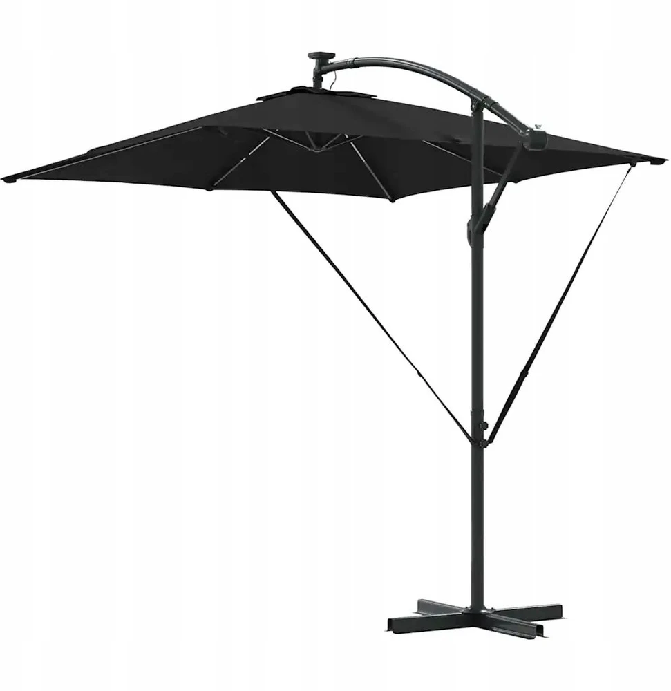 Skėtis nuo saulės su LED juostelėmis Juoda 249 x 249 x 250 cm