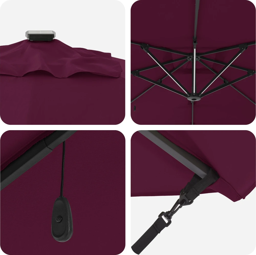 Skėtis nuo saulės Bordo raudona 286 x 284 x 270 cm