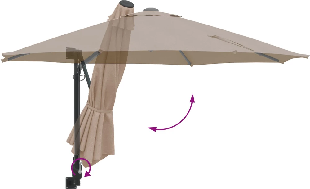 Sodo skėtis 248 x 248 x 148 cm Poliesteris ir plienas Taupe