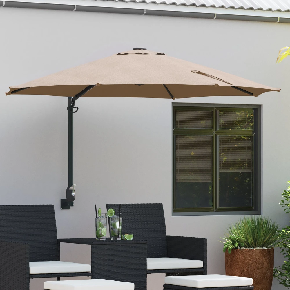 Sodo skėtis 248 x 248 x 148 cm Poliesteris ir plienas Taupe