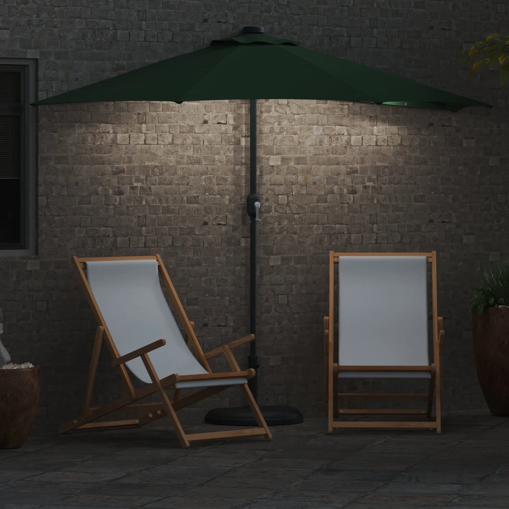 Sodo skėtis 294 x 150 x 224 cm Poliesteris ir plienas Žalia