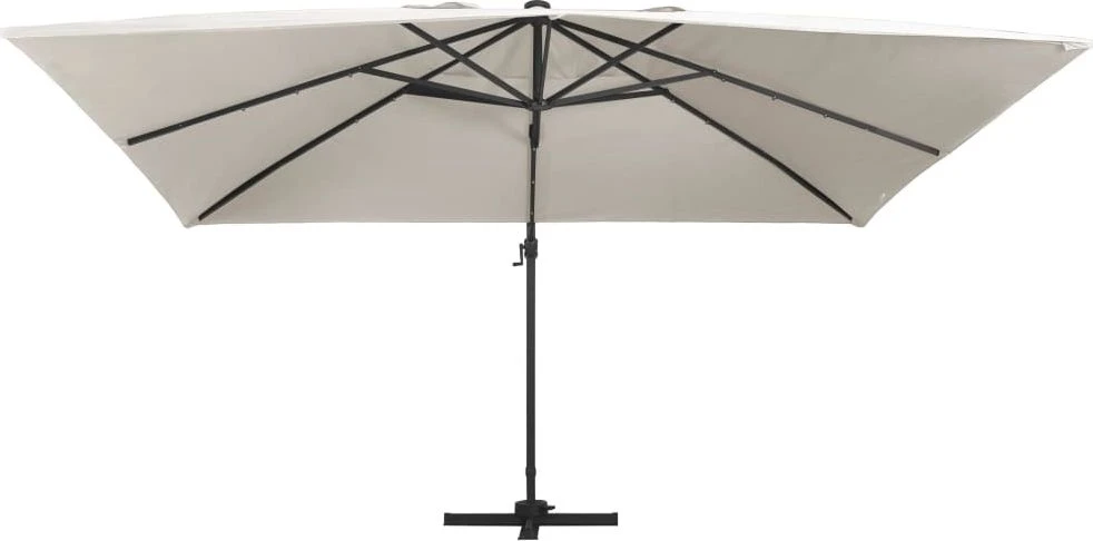 Gembinis skėtis su LED ir aliuminio stulpu, smėlio, 400x300cm