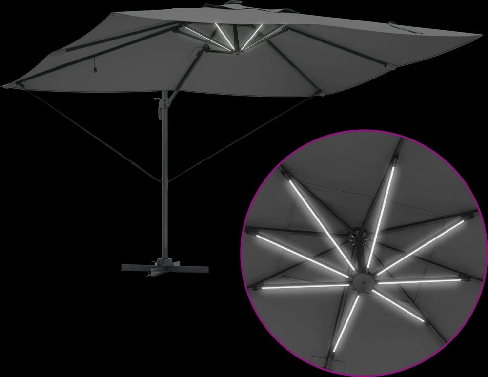 Skėtis nuo saulės 352 x 251 x 265 cm Poliesteris ir aliuminis