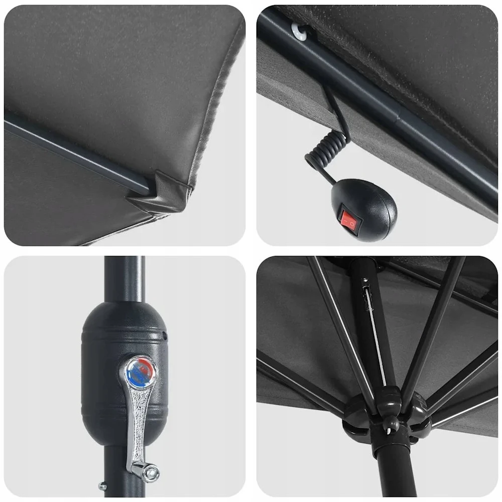 Sodo skėtis 294 x 150 x 224 cm Poliesteris ir plienas Antracito