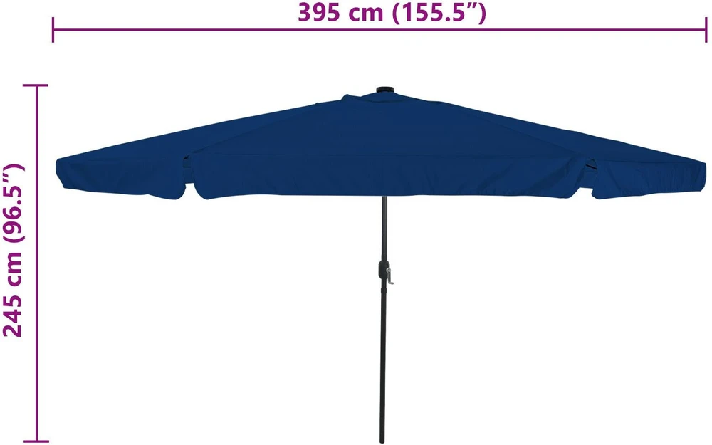 Sodo skėtis 395 x 395 x 245 cm Poliesteris Apvali Azurblau