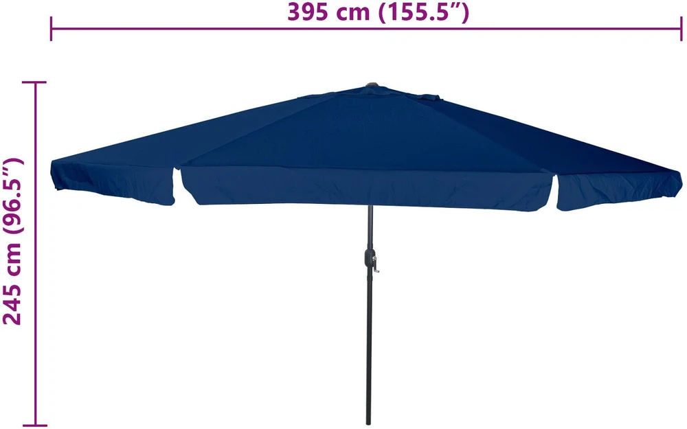 Sodo skėtis 394 x 394 x 248 cm Poliesteris ir plienas Azurblau
