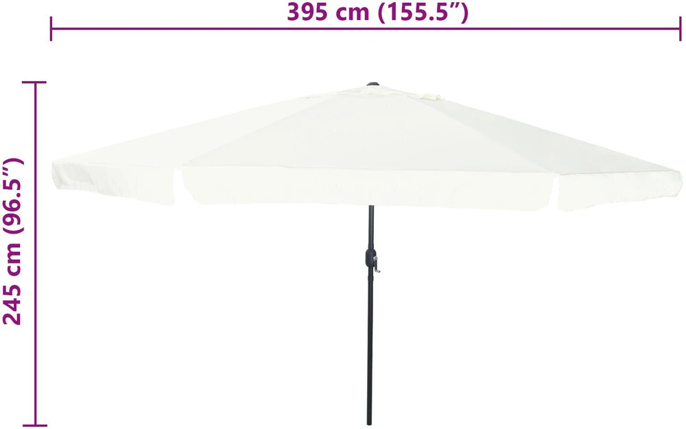 Sodo skėtis Smėlio 394 x 394 x 248 cm Poliesteris ir plienas