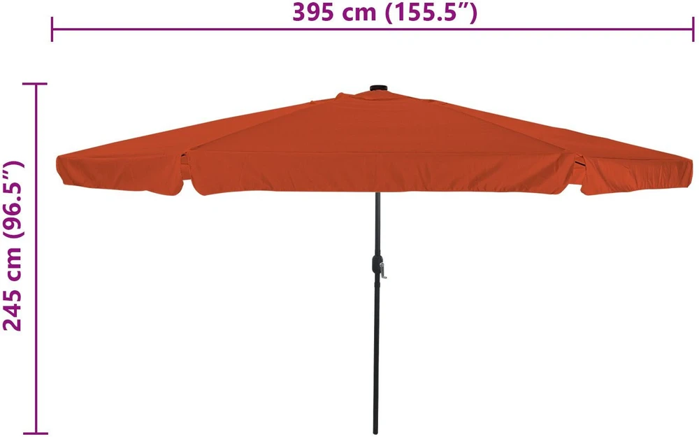 Sodo skėtis 395 x 395 x 245 cm Poliesteris Apvali Terakotos