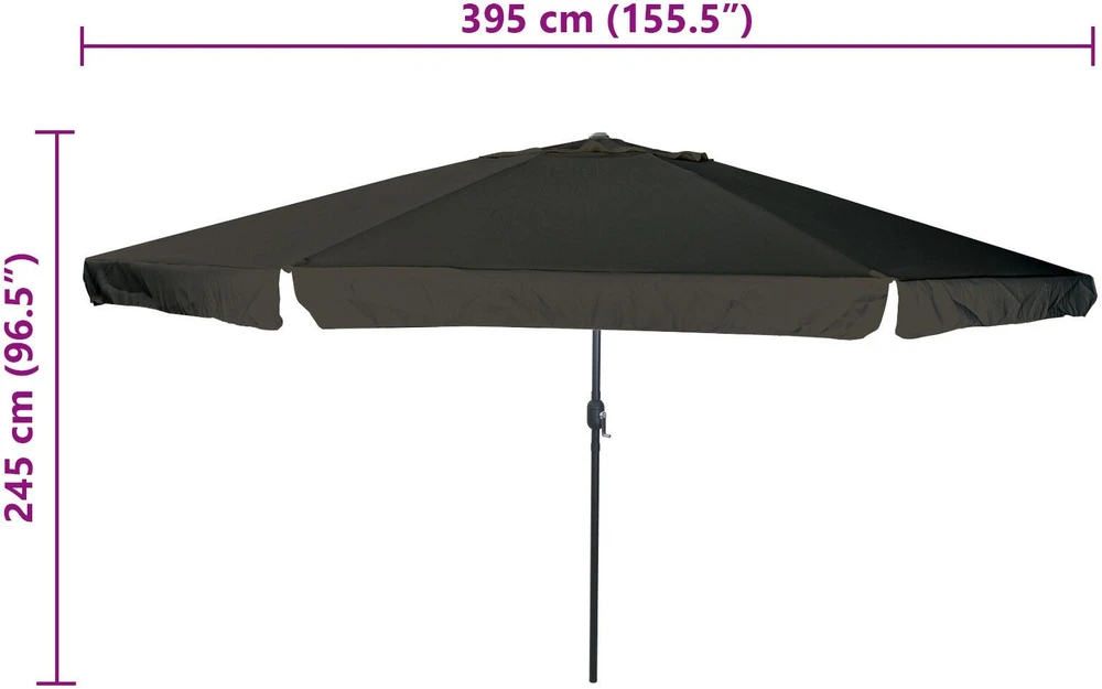 Sodo skėtis Juoda 394 x 394 x 248 cm Poliesteris ir plienas