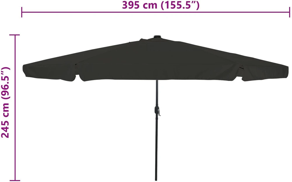 Sodo skėtis 395 x 395 x 245 cm Poliesteris Apvali Juoda
