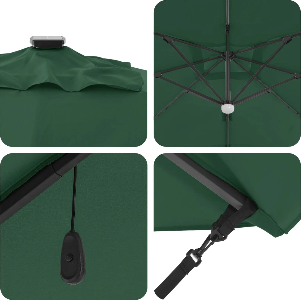Roma Parasol Žalia 286 x 284 x 270 cm Aliuminis ir poliesteris