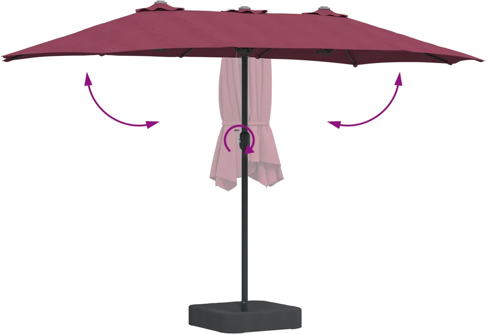 Sodo skėtis Bordo raudona 385 x 209 x 244 cm