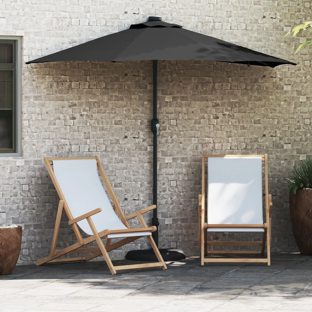 Sodo skėtis Juoda 294 x 150 x 223 cm Poliesteris ir plienas