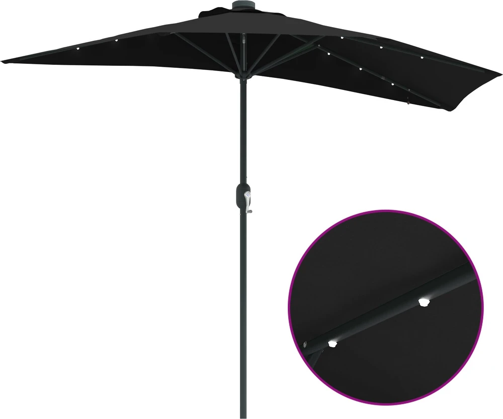 Sodo skėtis Juoda 294 x 150 x 223 cm Poliesteris ir plienas