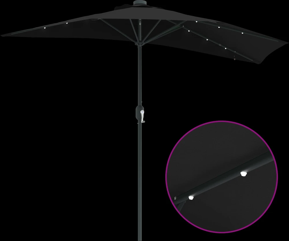 Sodo skėtis Juoda 294 x 150 x 223 cm Poliesteris ir plienas