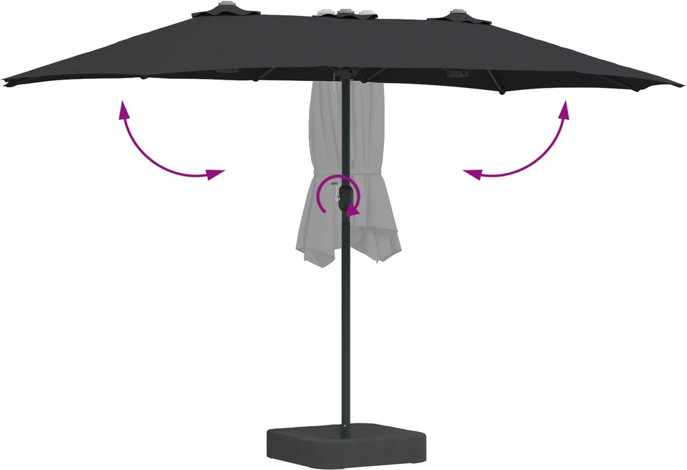 Sodo skėtis Juoda 385 x 209 x 244 cm Poliesteris ir plienas