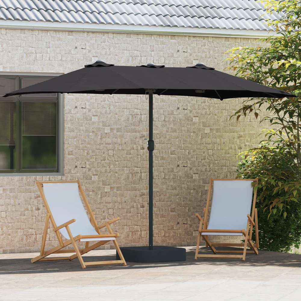 Sodo skėtis Juoda 385 x 209 x 244 cm Poliesteris ir plienas