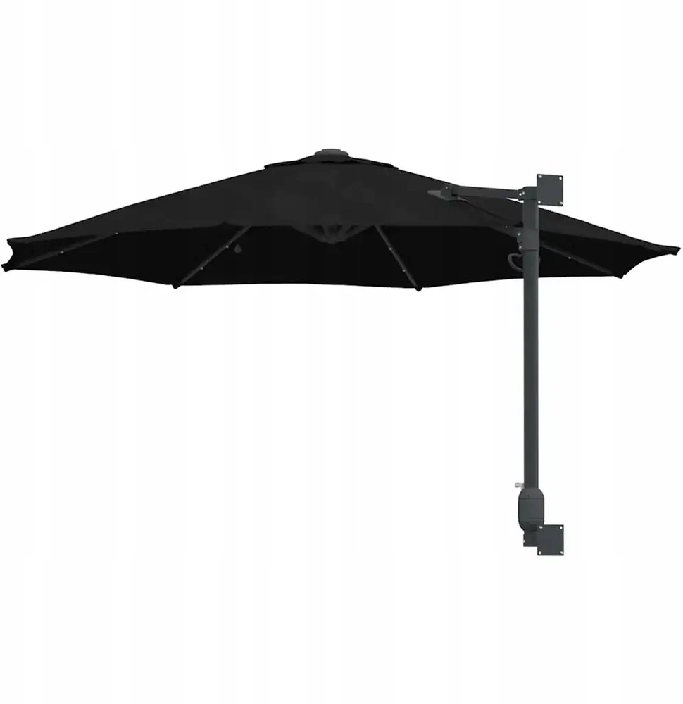 Sodo skėtis 248 x 248 x 148 cm Poliesteris ir plienas Juoda