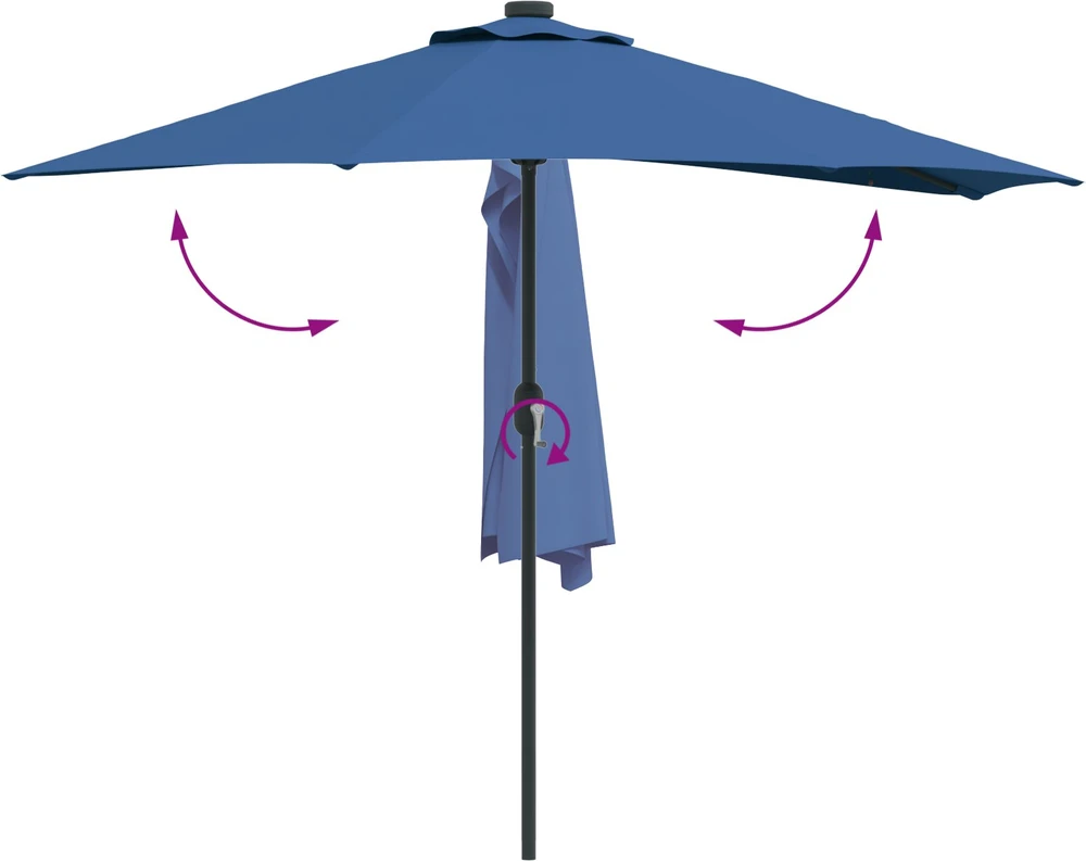 Sodo skėtis 294 x 150 x 224 cm Poliesteris ir plienas Azurblau