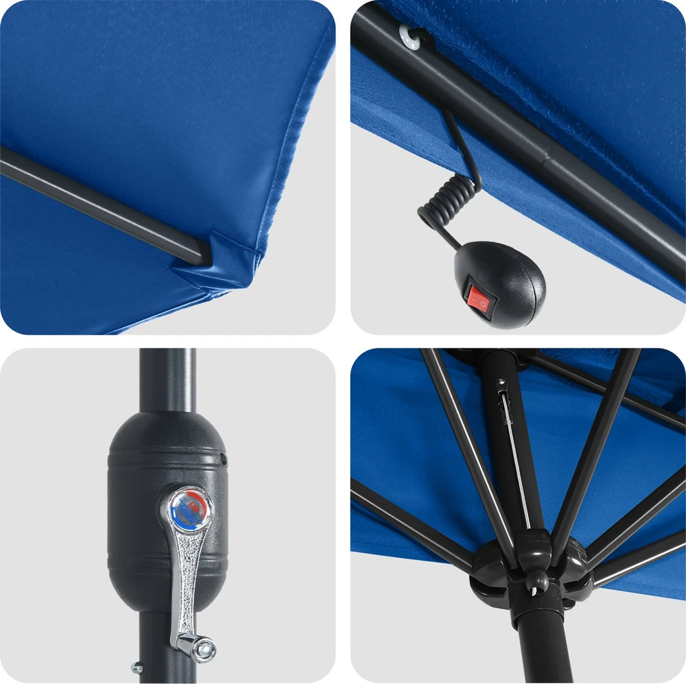 Sodo skėtis 294 x 150 x 224 cm Poliesteris ir plienas Azurblau