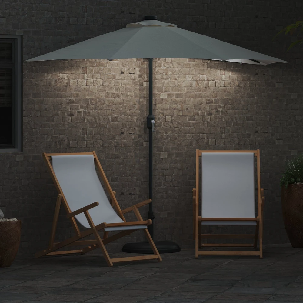 Sodo skėtis Smėlio 294 x 150 x 223 cm Poliesteris ir plienas