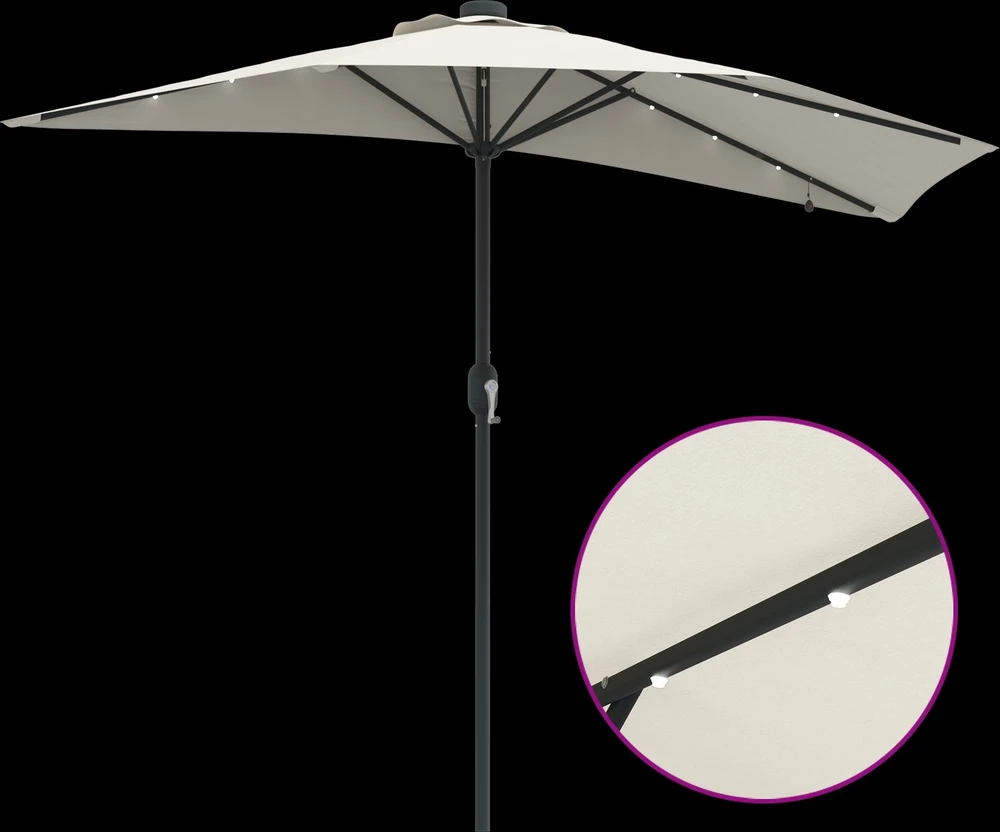 Sodo skėtis Smėlio 294 x 150 x 223 cm Poliesteris ir plienas