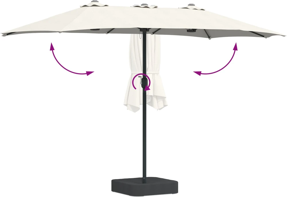 Sodo skėtis Smėlio ir antracito 385 x 209 x 244 cm Poliesteris