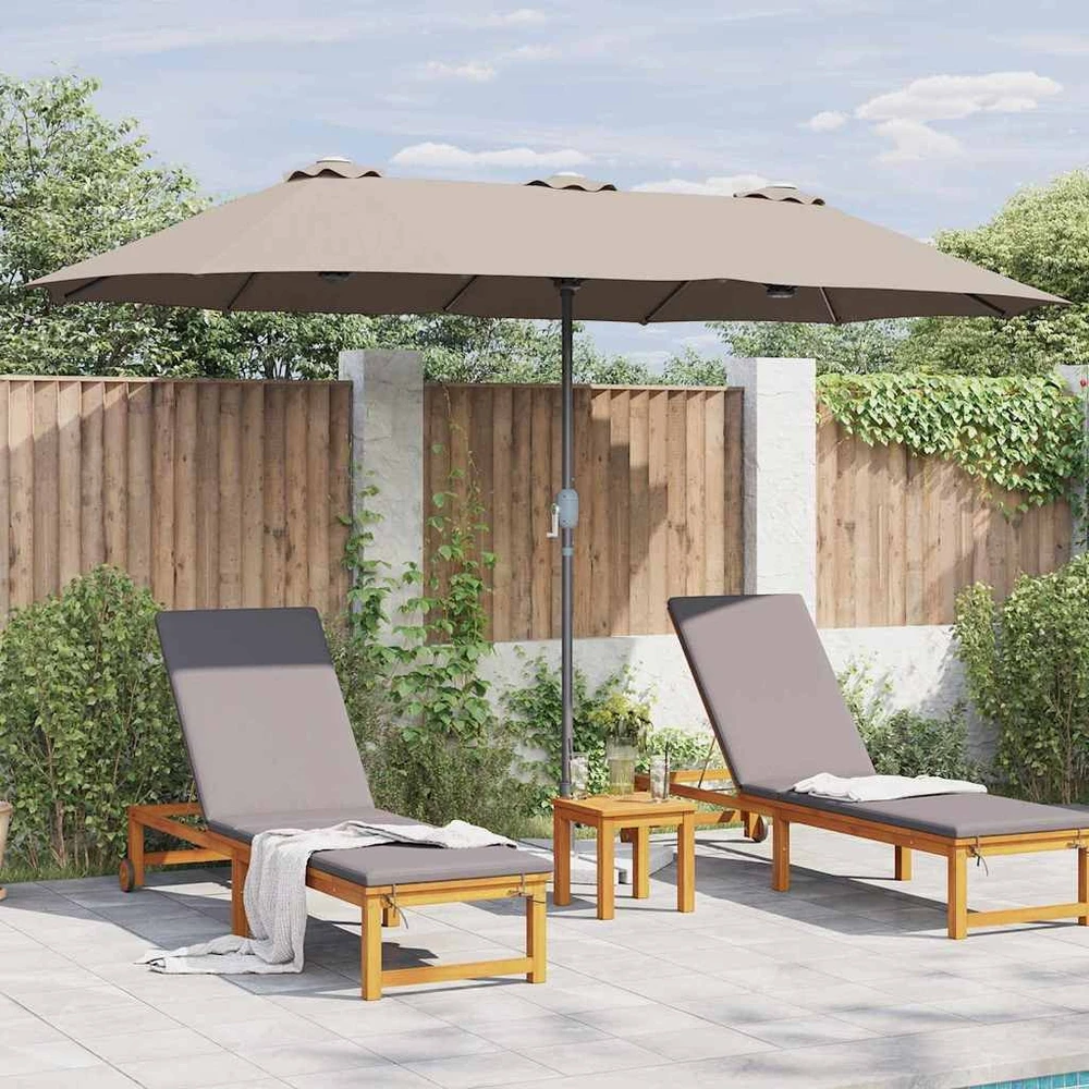Sodo skėtis 370 x 197 x 239 cm Poliesteris ir aliuminis Taupe