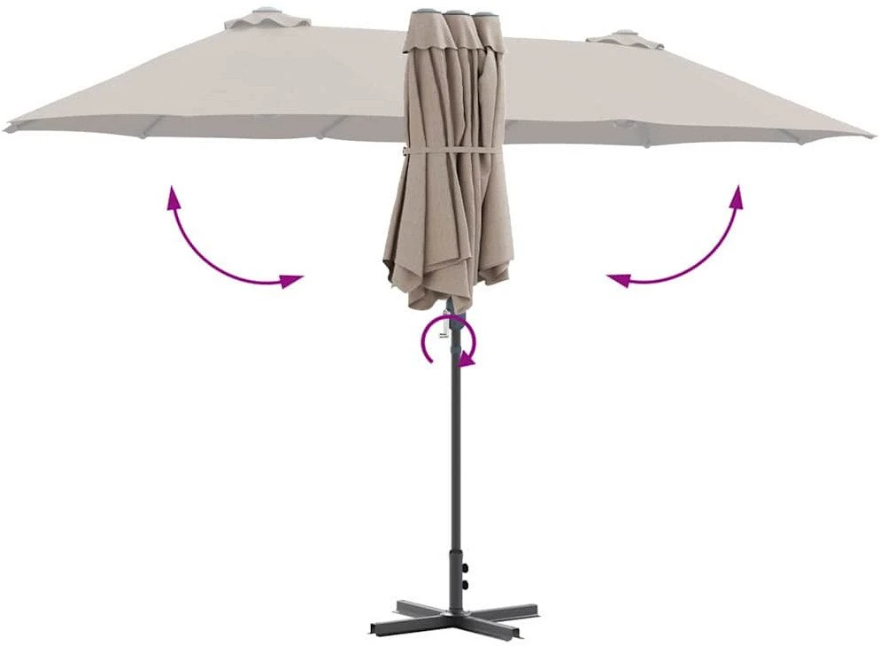 Sodo skėtis 370 x 197 x 239 cm Poliesteris ir aliuminis Taupe