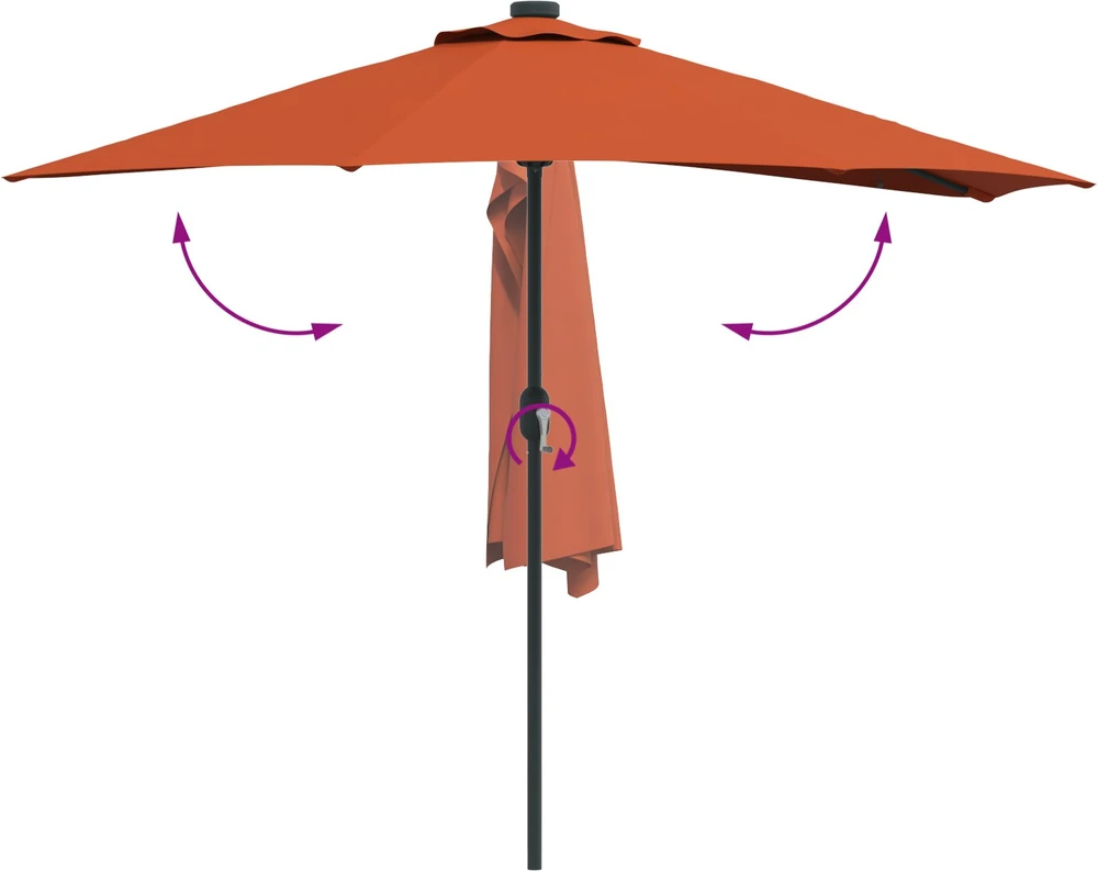 Sodo skėtis 294 x 150 x 224 cm Poliesteris ir plienas Terakotos