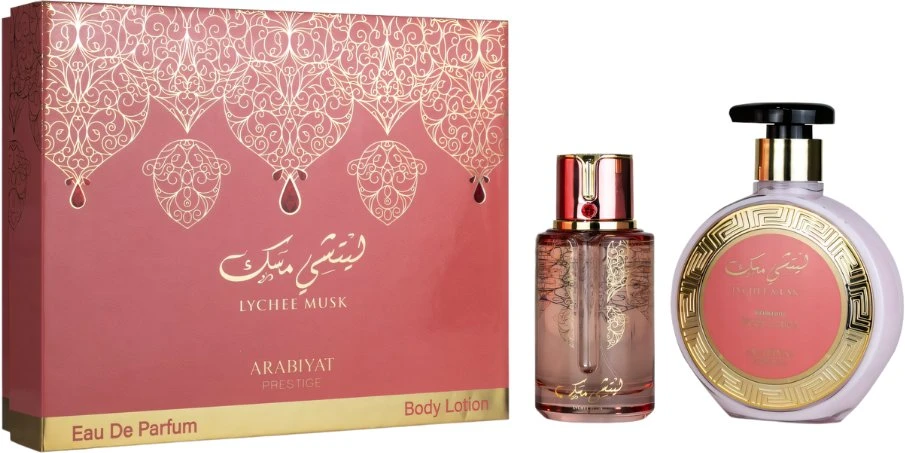 Arabiyat Prestige Lychee Musk rinkinys moterims (EDP, 100 ml + kūno losjonas, 300 ml)