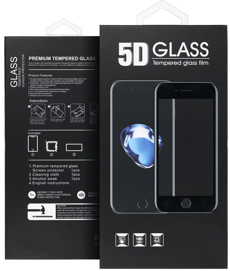 OEM 5D visiškai klijuojamas grūdintas stiklas - iPhone 15 / 16 juodas