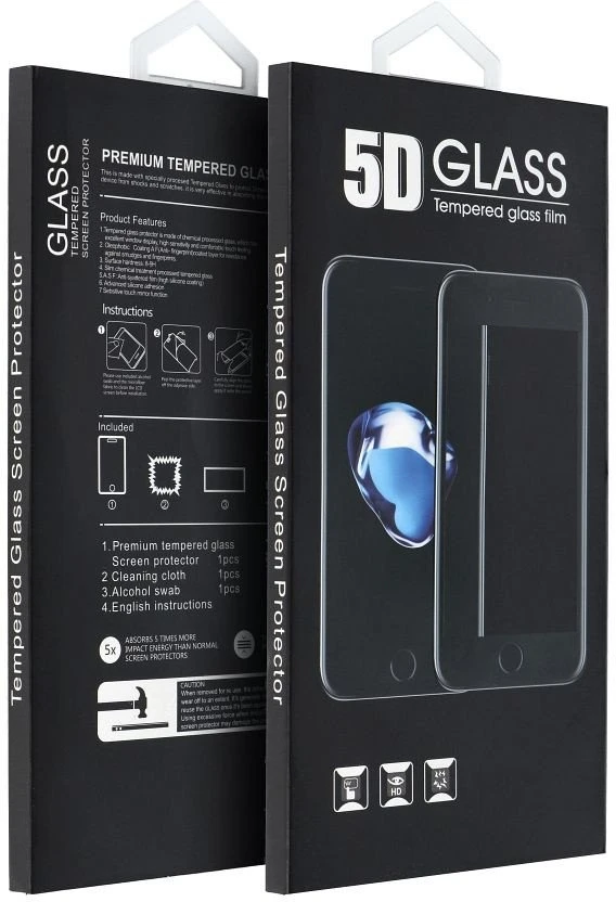 OEM 5D visiškai klijuojamas grūdintas stiklas - iPhone 15 / 16 juodas