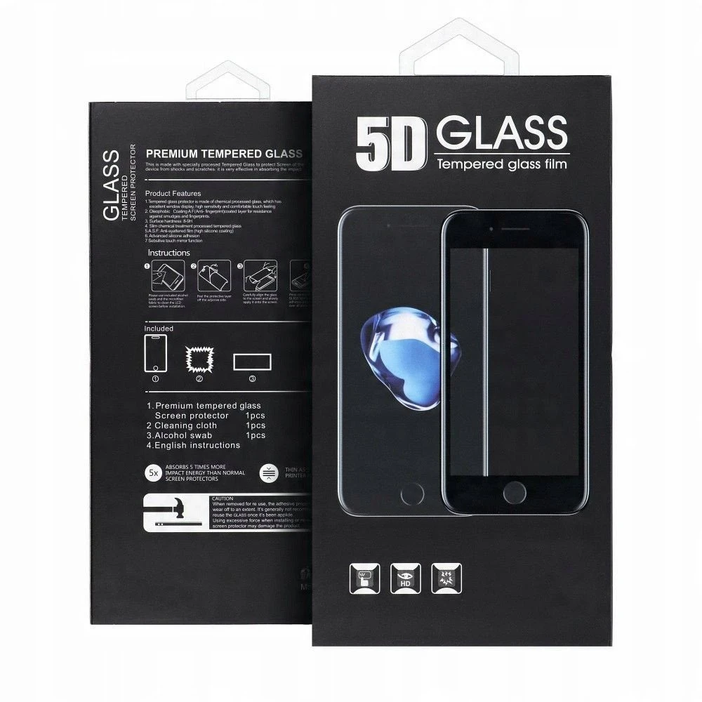 OEM 5D visiškai klijuojamas grūdintas stiklas - iPhone 15 / 16 (MATINIS) juodas