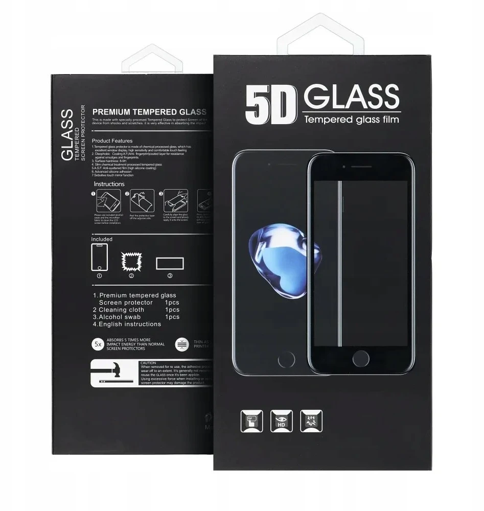 OEM 5D visiškai klijuojamas grūdintas stiklas - iPhone 17 Pro (MATINIS) juodas