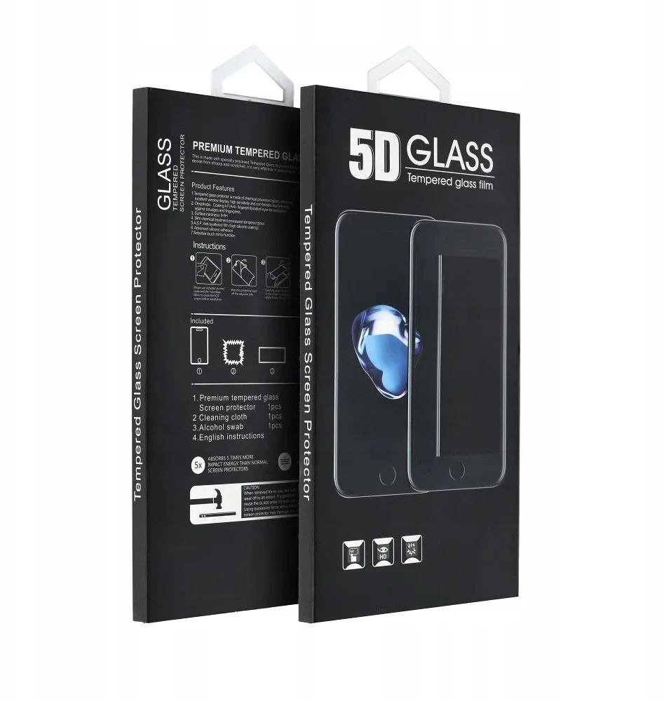 OEM 5D visiškai klijuojamas grūdintas stiklas - iPhone 17 Pro (MATINIS) juodas