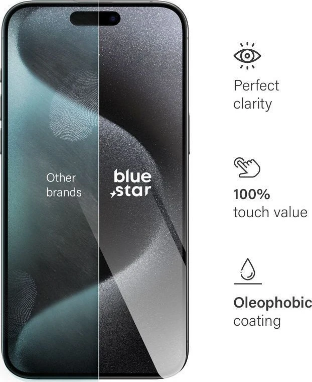 BlueStar Blue Star Grūdintas stiklas iPhone 15 PRO MAX mėlynai žvaigždinis